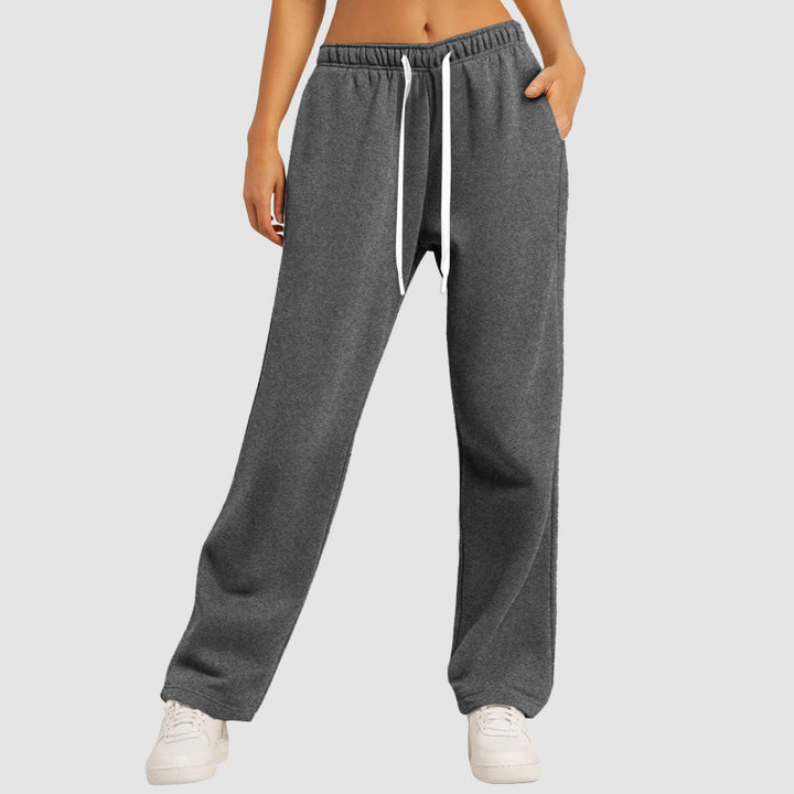 Damen nan lässige Loungehose mit geradem Bein extra langem Tunnelzug und tiefem Schritt Drune