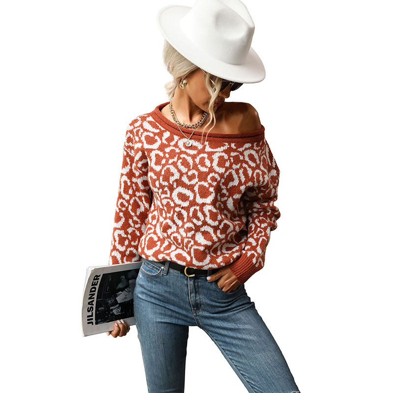 Damen Strickpullover mit trendigem Leopardenmuster und lässigem Schnitt Drune