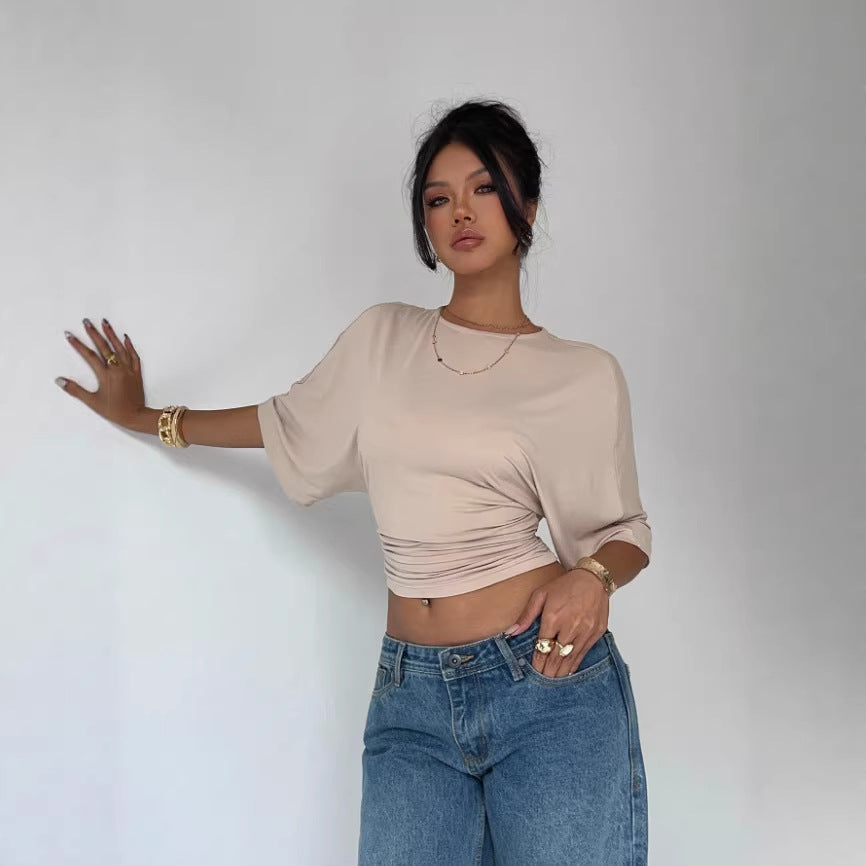 Damen Kurzärmliges Crop-Top Drune