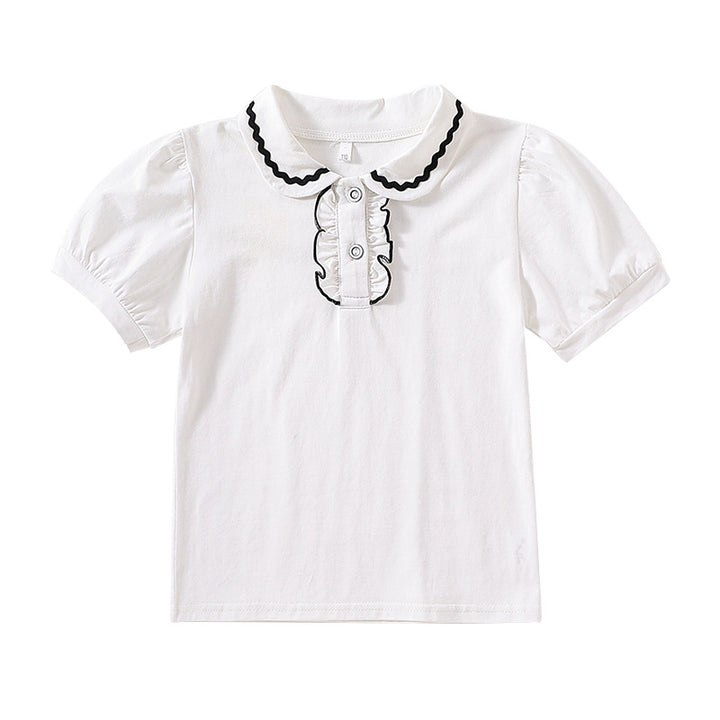 Damen T-Shirt mit dekorativem Rüschenausschnitt Drune