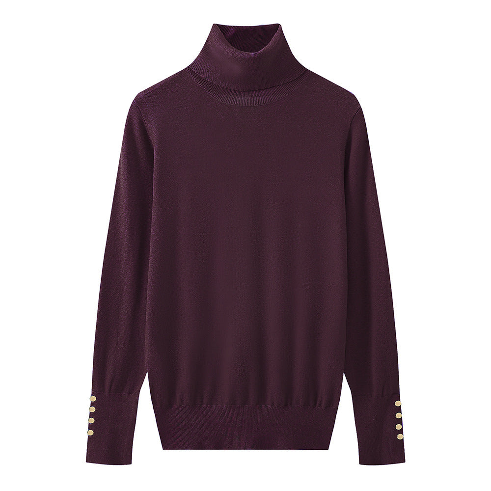 Damen Rollkragenpullover mit eleganten Knopfdetails Drune