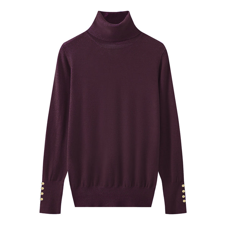 Damen Rollkragenpullover mit eleganten Knopfdetails Drune