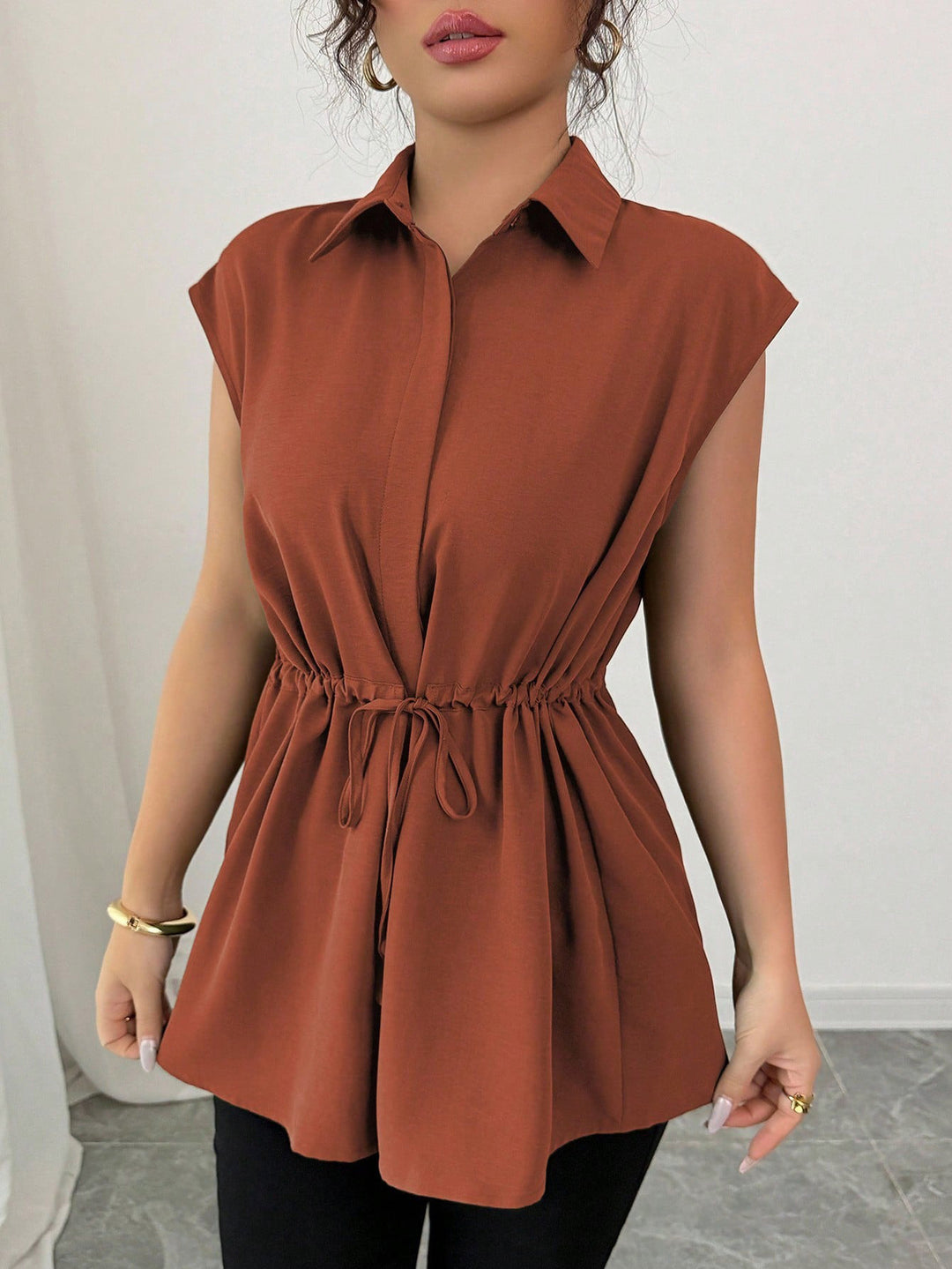 Damen lässige Bluse mit tailliertem Schnitt Drune