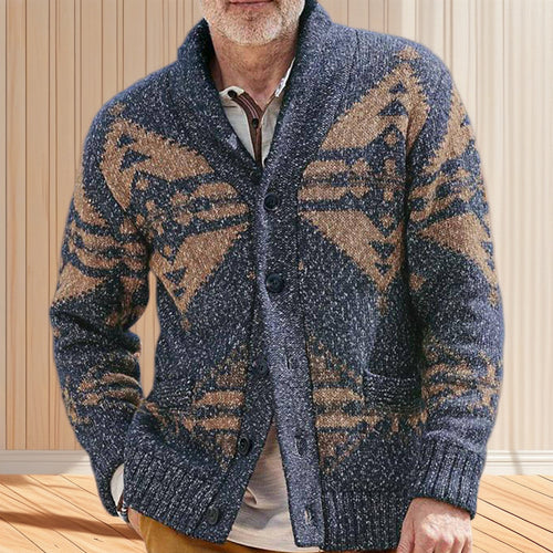 Herren Strickjacke mit kunstvollem Muster und praktischen Taschen Drune