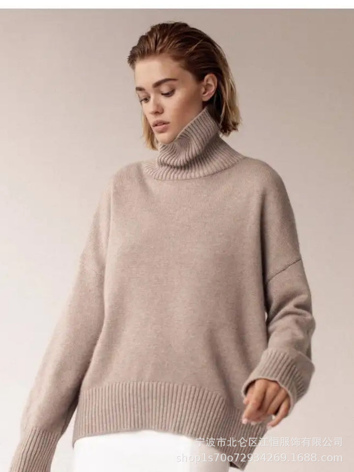 Damen Lässiger Rollkragenpullover aus hochwertigem Strick Drune