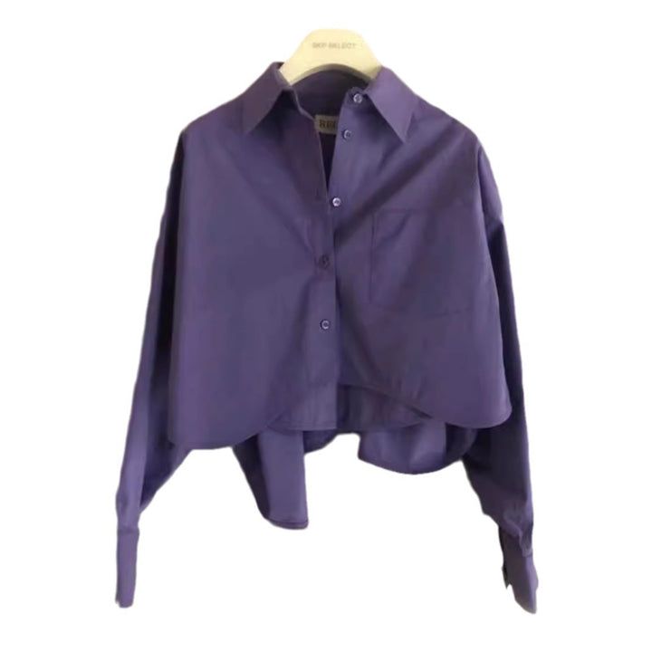 Damen Modische cropped Bluse mit oversized Schnitt Drune
