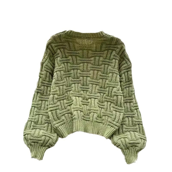 Damen Grobstrickpullover mit strukturiertem Muster und weitem Rundhalsausschnitt Drune