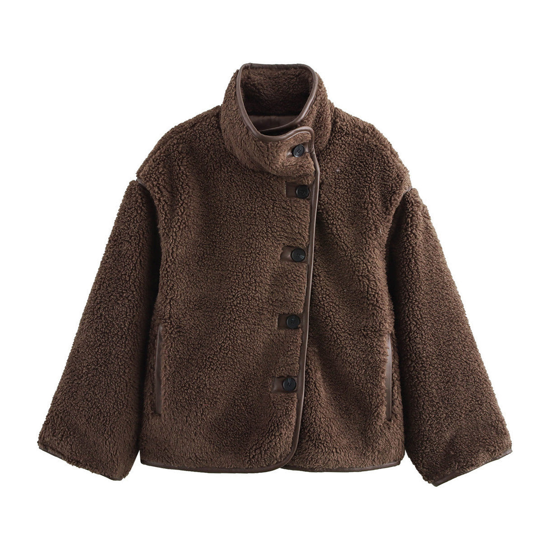 Drune | Lässiger Langarm Teddy Fleece Mantel