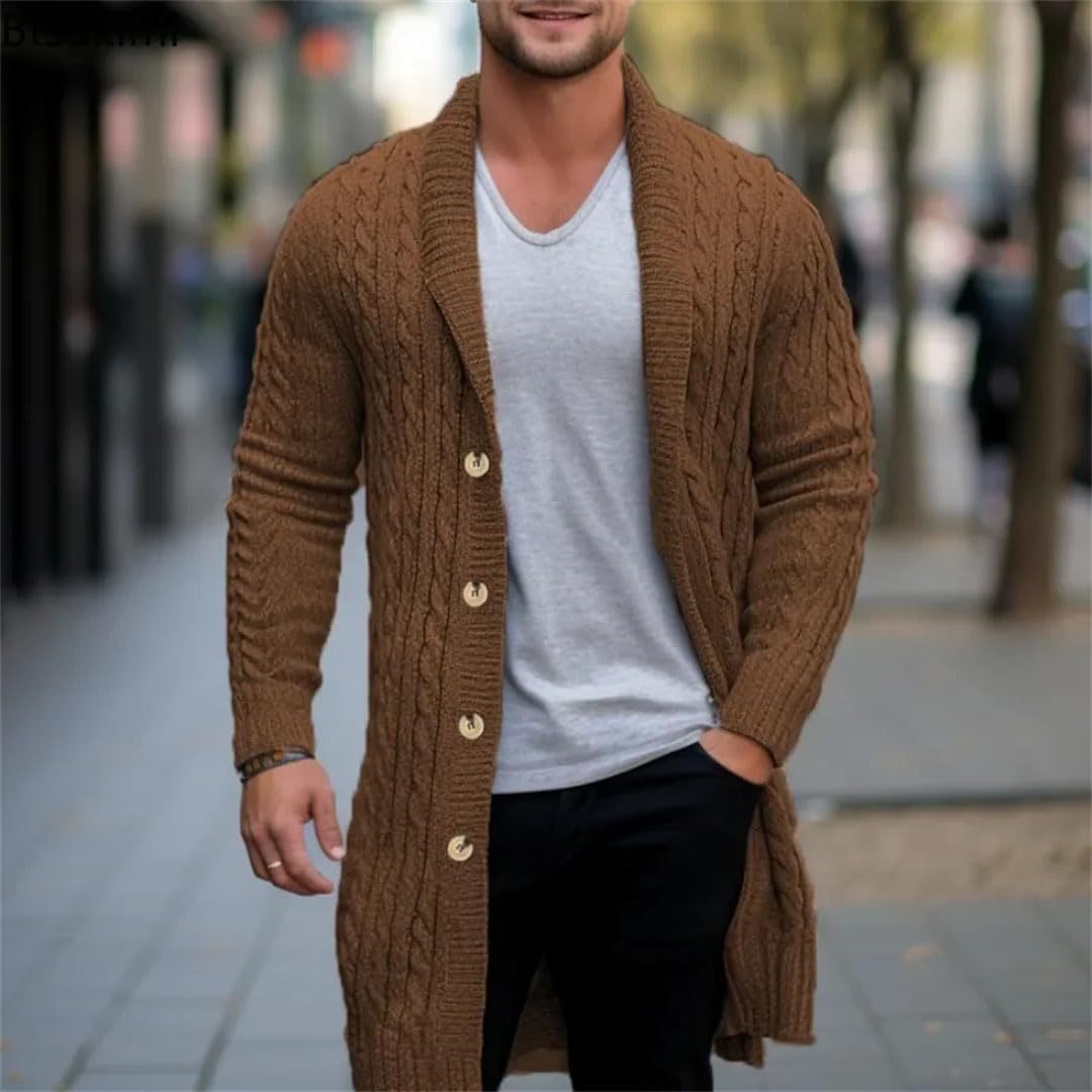 Herren Strickjacke mit offenem Design und Knopfdetails Drune