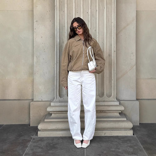 Damen lässige Wildlederjacke im Oversized-Schnitt Drune