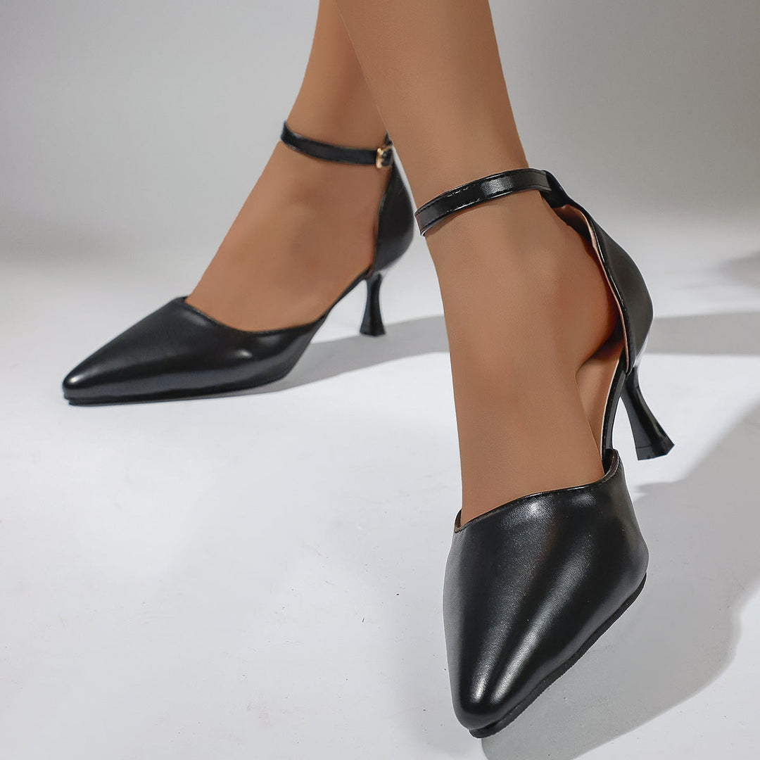 Damen elegante Slingback-Pumps mit schmalem Absatz und modischem Knöchelriemen Drune