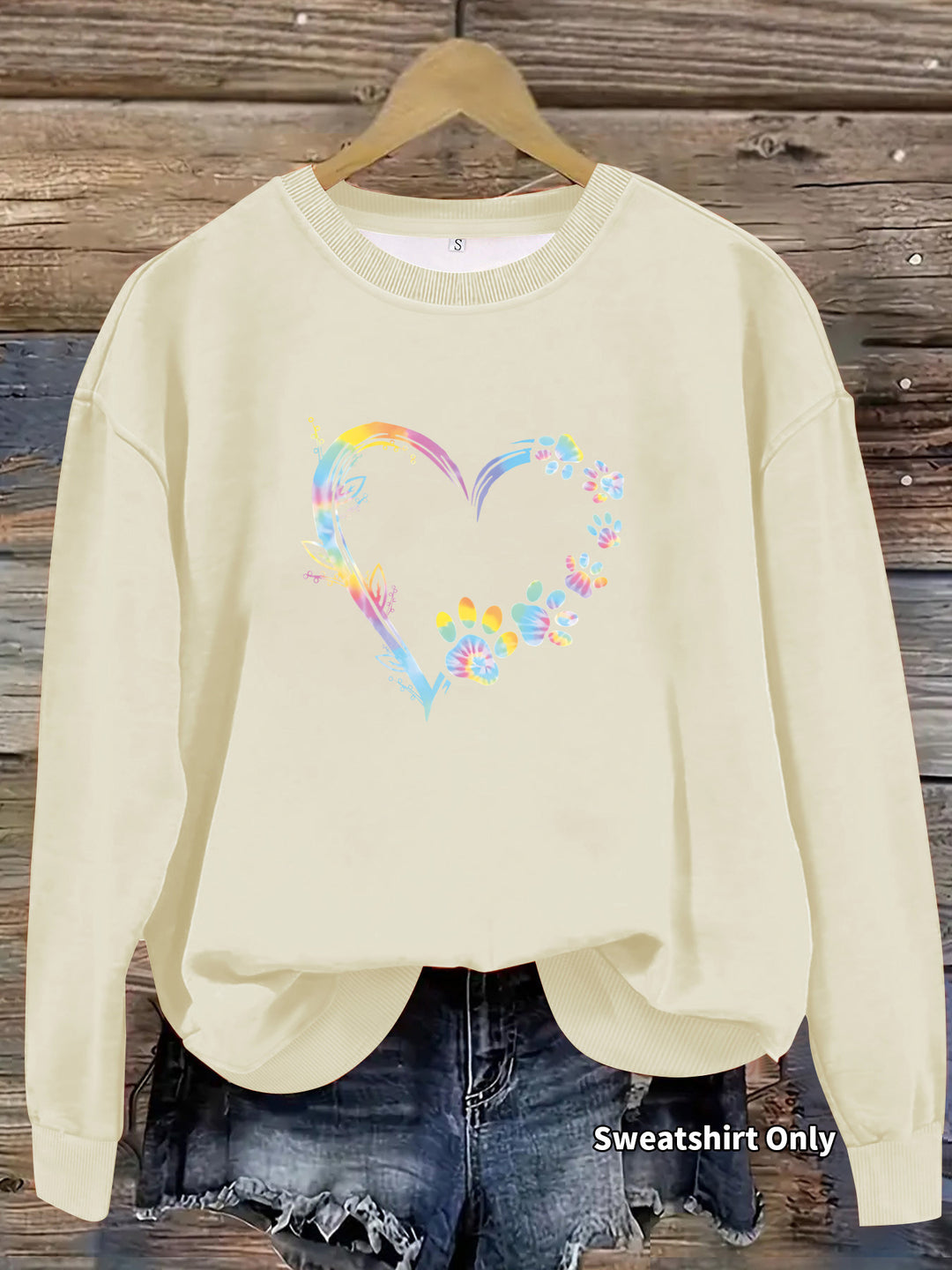 Damen Sweatshirt mit floralem Herzdesign und bequemer Passform Drune