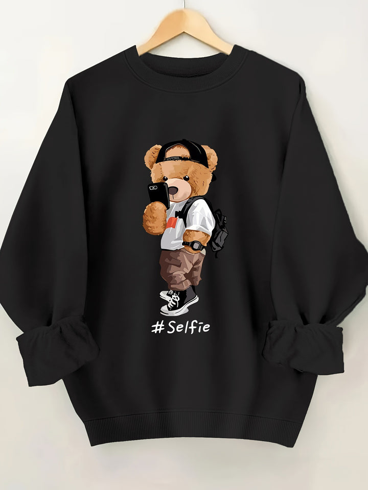 Damen Sweatshirt mit künstlerischem Bärendesign und lässigem Schnitt Drune