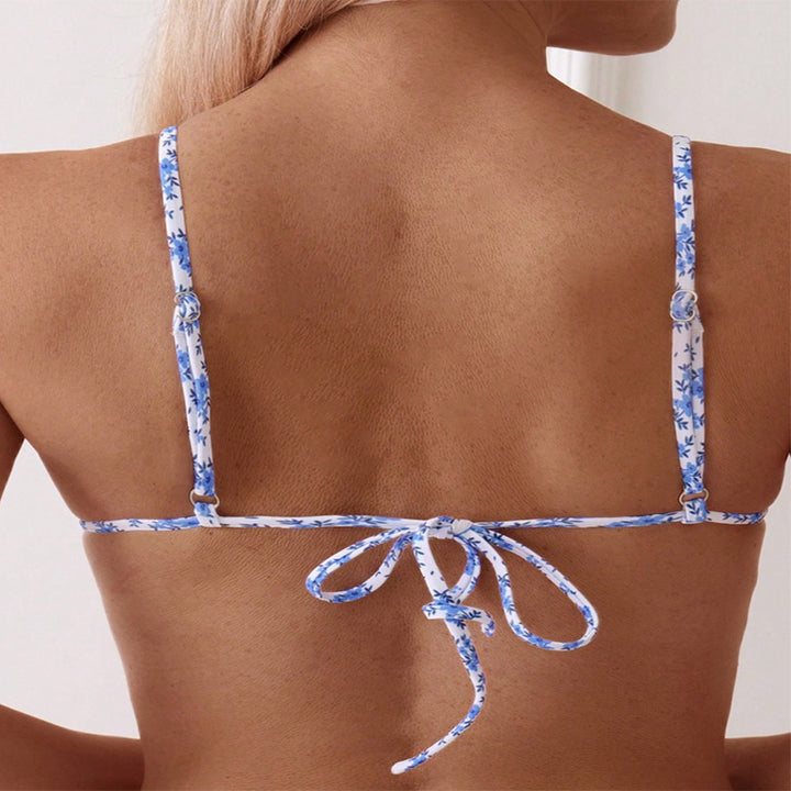 Damen Triangel-Bikini mit elegantem Gold-Detail und floralem Design Drune