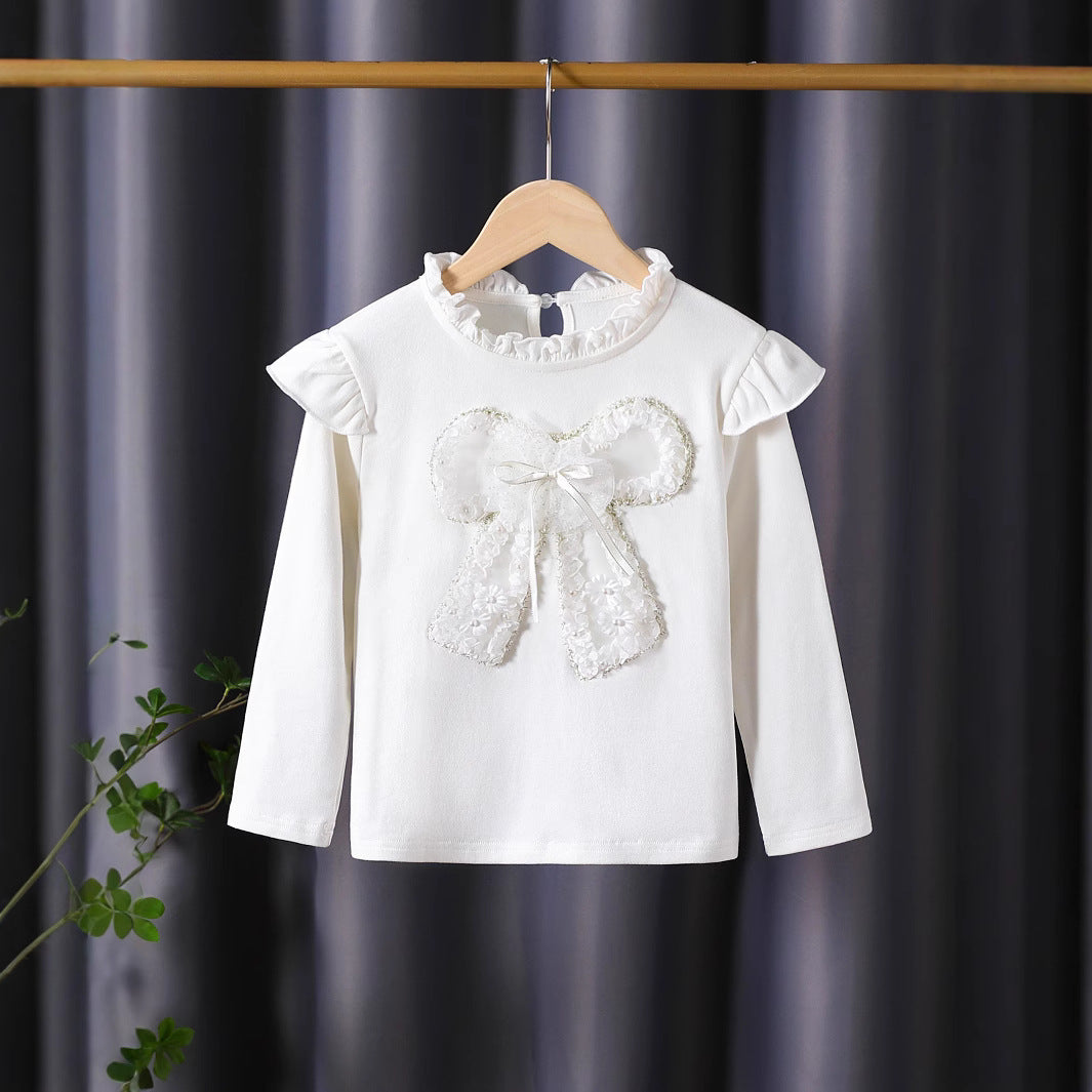 Damen Langarmshirt mit verspieltem Rüschendesign und dekorativem Blumenmotiv Drune