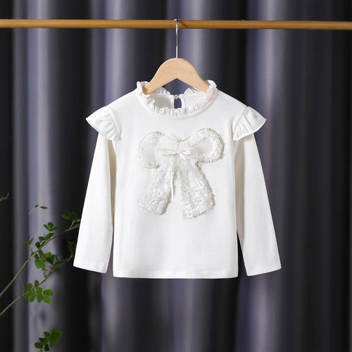 Damen Langarmshirt mit verspieltem Rüschendesign und dekorativem Blumenmotiv Drune