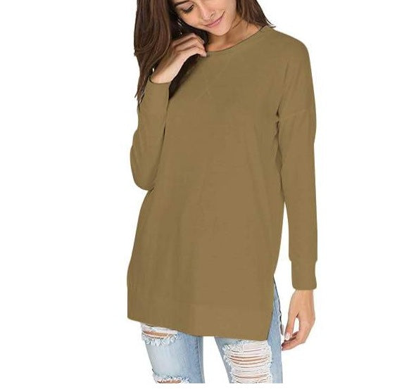 Drune | Einfarbiges Rundhals-Casual-Top