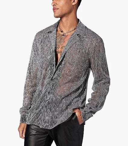 Damen nan schimmernde Crinkle-Hemdbluse mit Viskose-Optik Hemdkragen und Manschetten Drune