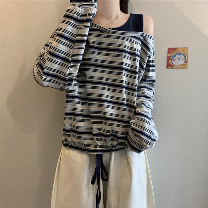 Damen Casual Langarmshirt mit off-Shoulder Design Drune