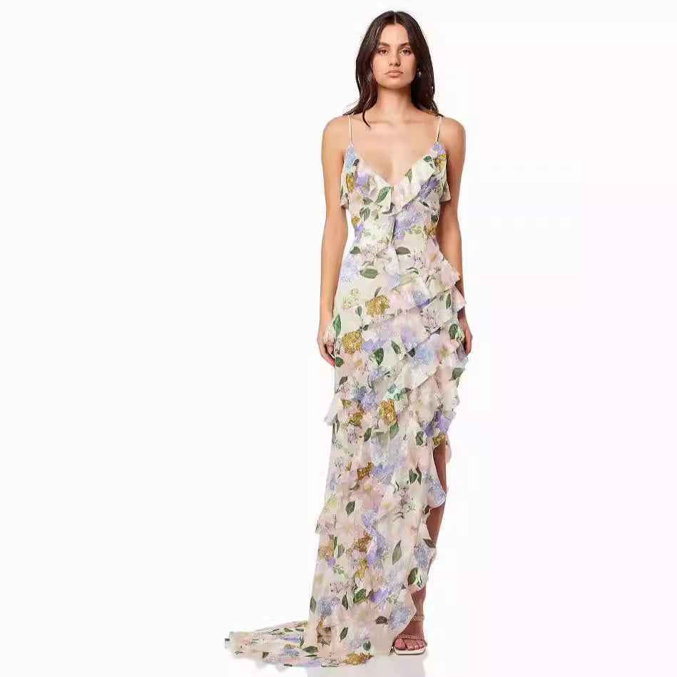 Damen Sommerliches Maxikleid mit floralen Prints Drune