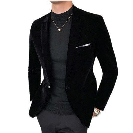 Herren nan Samt-Sakko mit schmaler Silhouette und Ein-Knopf-Verschluss Drune