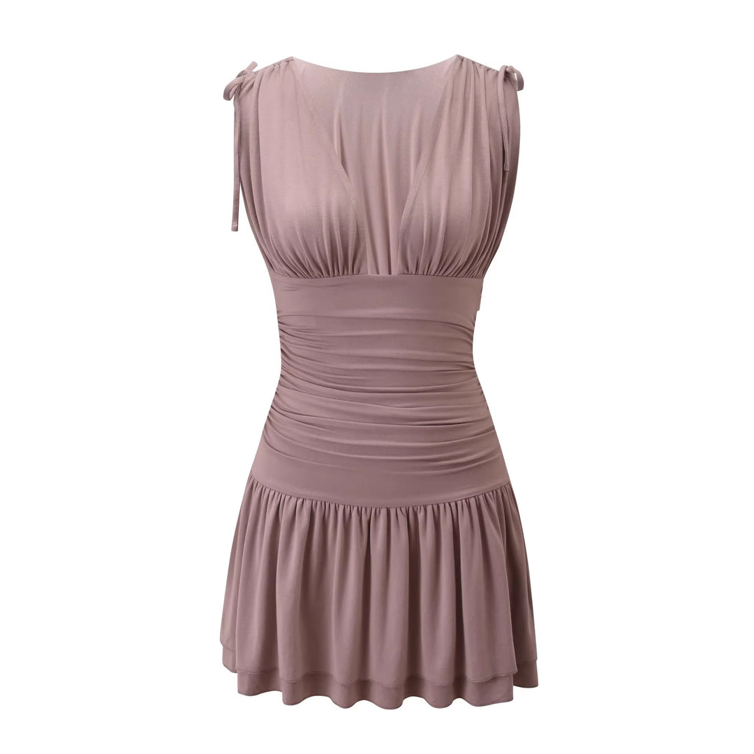 Damen Fließendes Sommerkleid mit trägerloser Raffungsoptik Drune