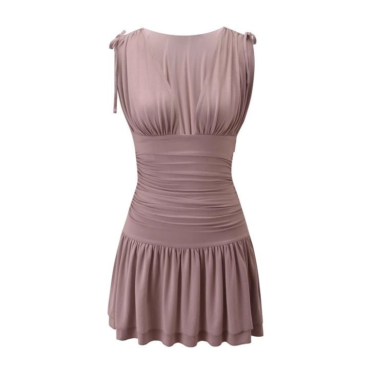 Damen Fließendes Sommerkleid mit trägerloser Raffungsoptik Drune