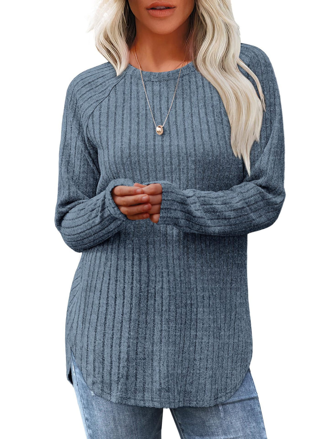 Damen Oversized Pullover mit Rippstruktur und lässigem Schnitt Drune