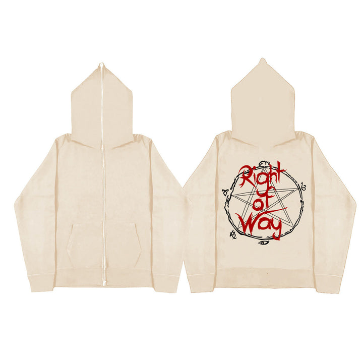 Damen Kapuzenjacke mit einzigartigem grafischem Design und Reißverschluss Drune