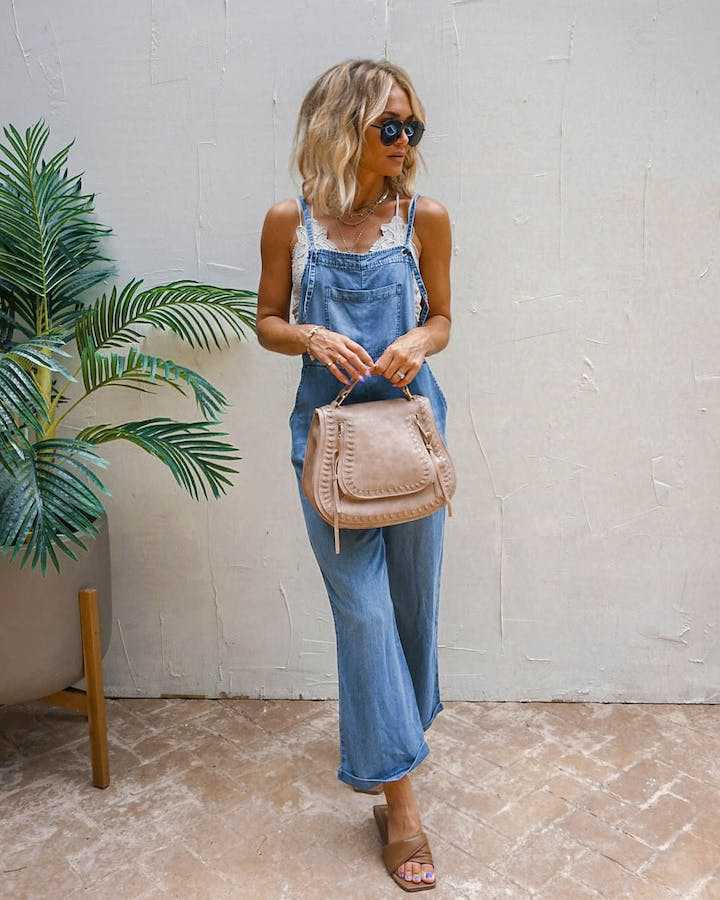 Femme Stylische Utility Denim Latzhose Drune