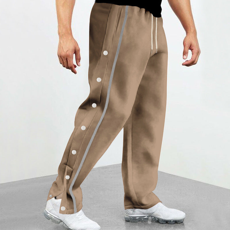 Herren nan seitliche Druckknopf-Trainingshose mit Kontraststreifen und weitem Schnitt Drune