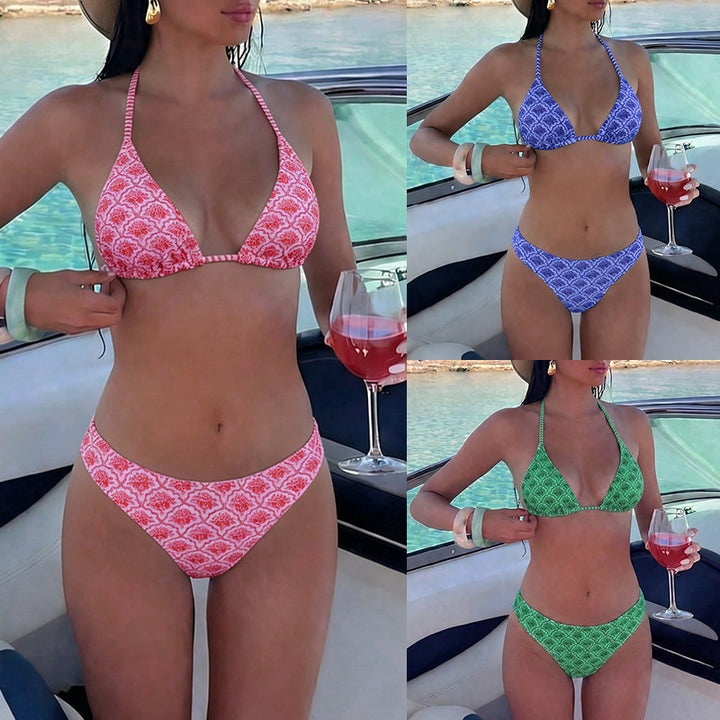 Damen Triangel-Bikini mit animalischem Muster und verstellbaren Trägern Drune