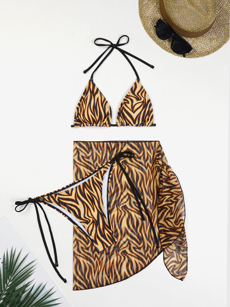 Damen Triangle Bikini Set mit durchsichtigem Cover-Up Drune