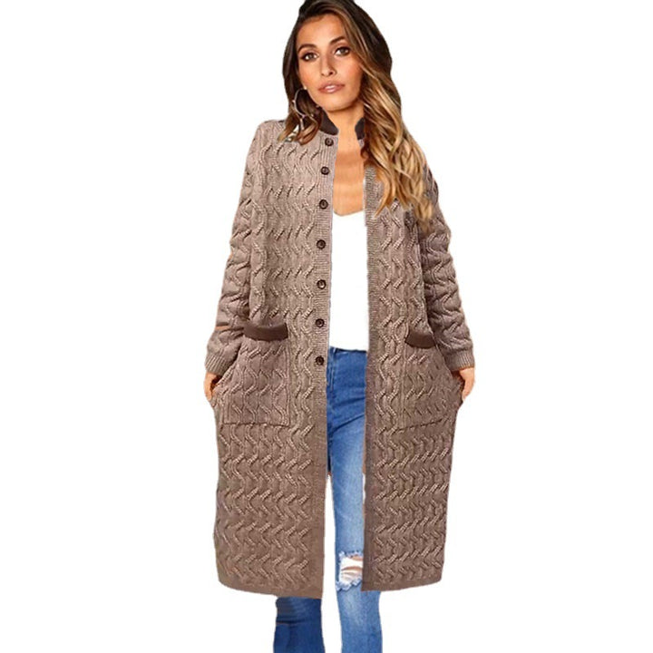 Damen Strickmantel mit modischem Zopfmuster und praktischen Taschen Drune