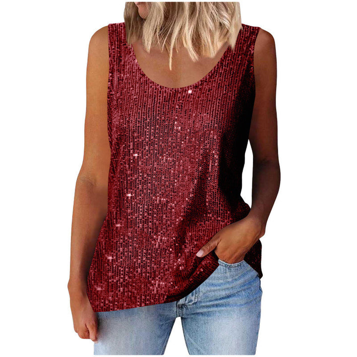 Damen glitzerndes Oberteil mit schimmerndem Stoff und figurfreundlichem Schnitt Drune