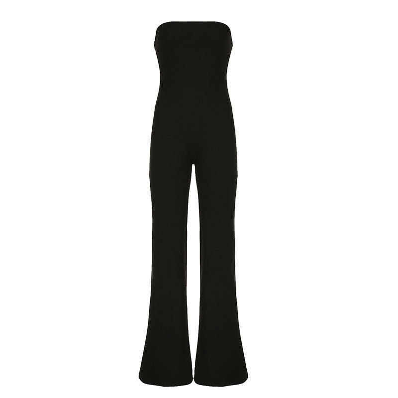 Damen Jumpsuit mit weitem Bein und elastischem Taillenband Drune