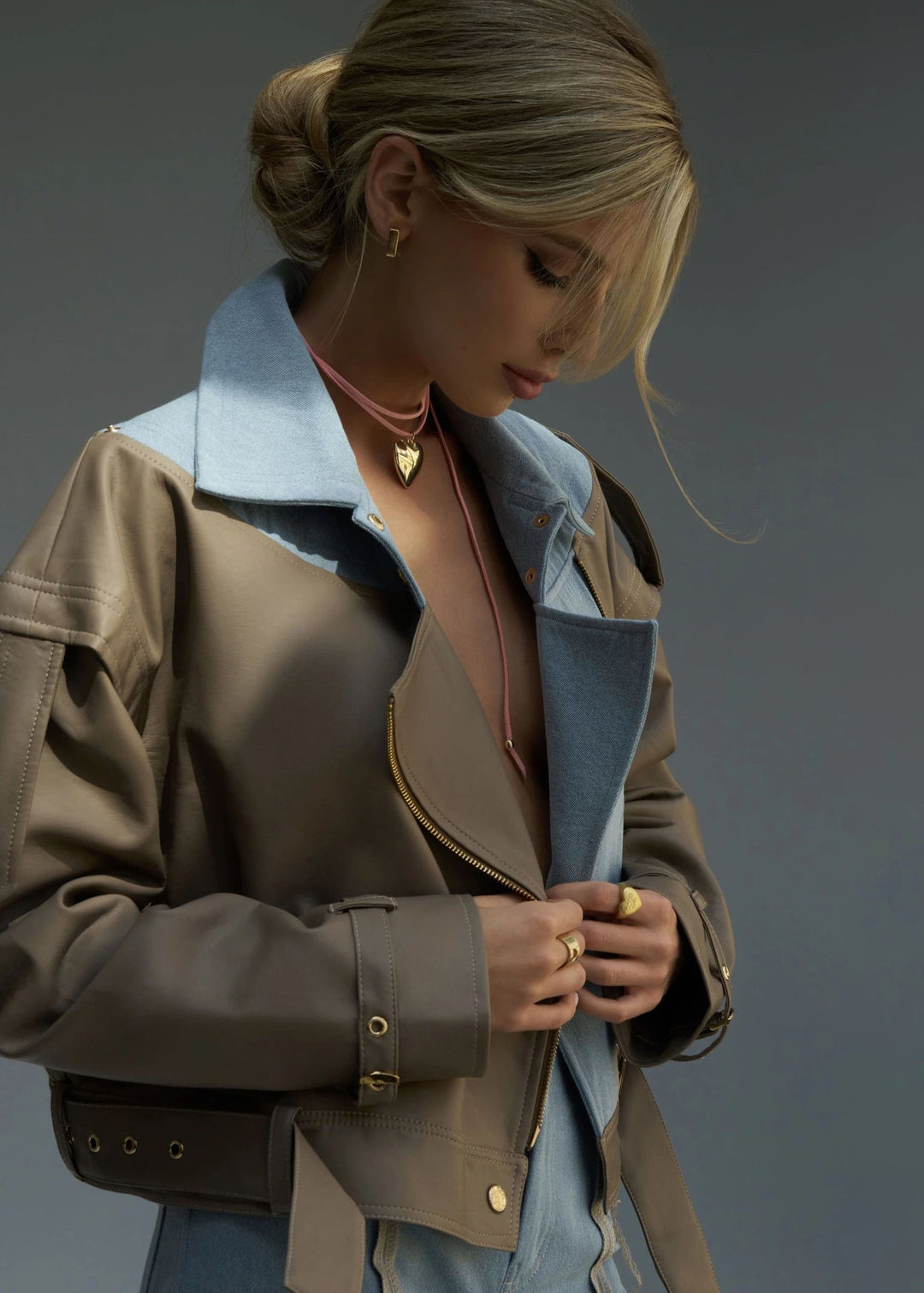Drune | Zweifarbige Kunstlederjacke