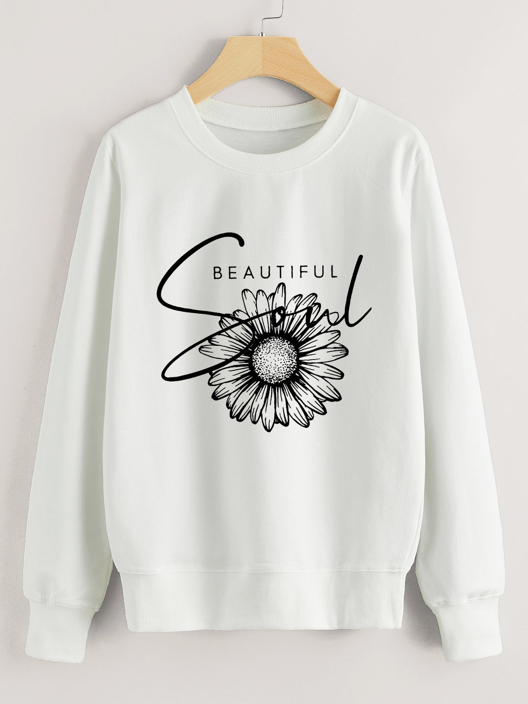 Damen Sweatshirt mit floralem Motiv und inspirierendem Schriftzug Drune