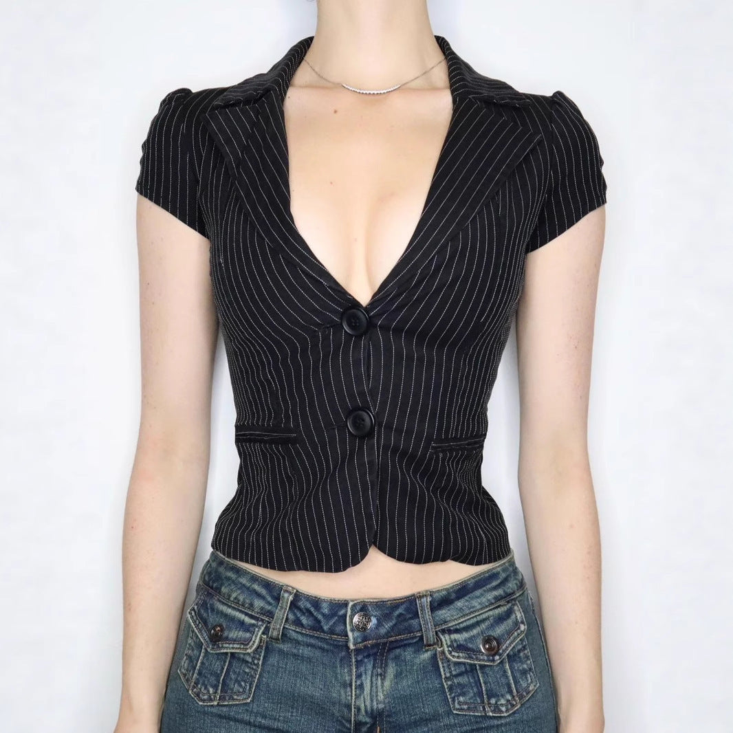 Damen Blazer mit tailliertem Schnitt und modernen Streifen Drune