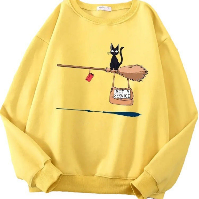 Damen Sweatshirt mit kreativem Katzenmotiv Drune