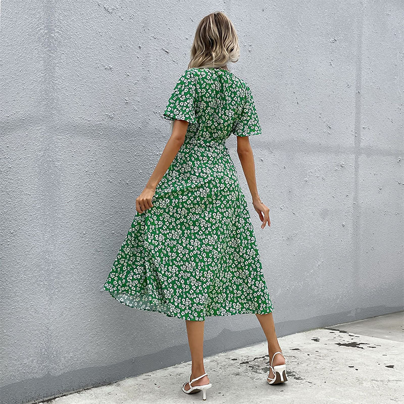 Damen Maxikleid mit floralem Schnitt und elegantem Schlitz Drune
