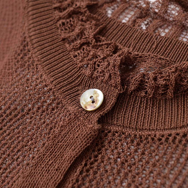 Damen Süßes Strickoberteil mit Rüschendetails und Knopfleiste Drune