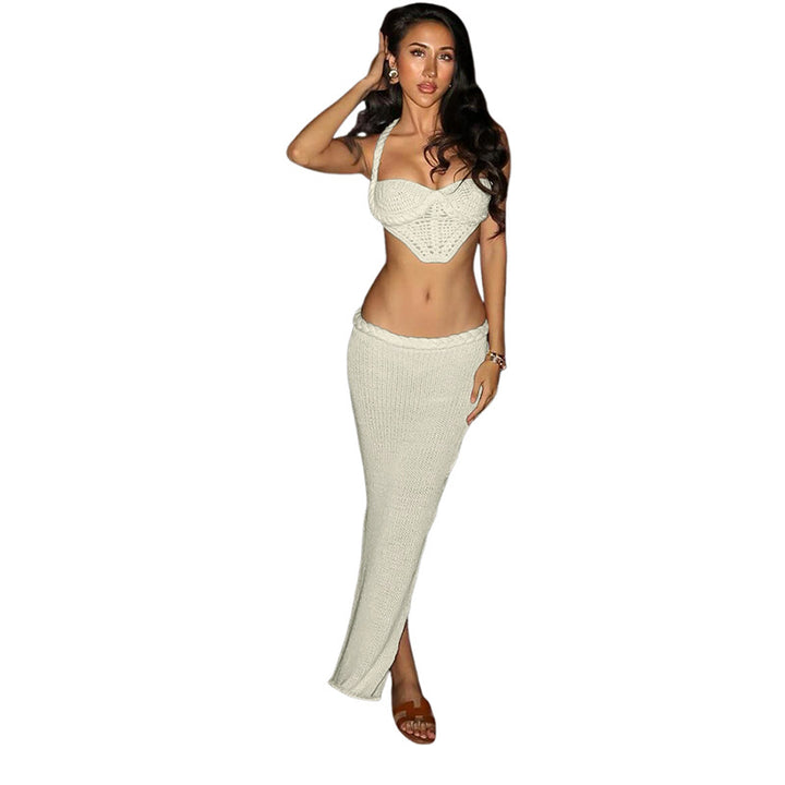 Damen Strickoberteil und Maxi-Rock Set Drune
