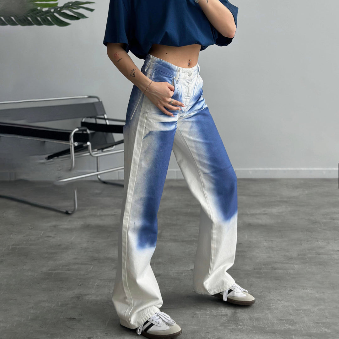 Damen Baggy Jeans im einzigartigen Batikdesign Drune
