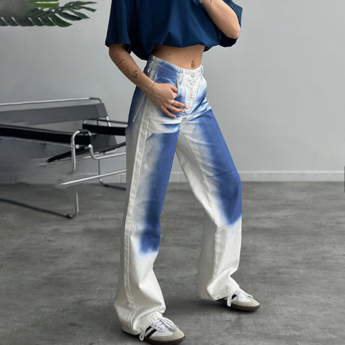 Damen Baggy Jeans im einzigartigen Batikdesign Drune