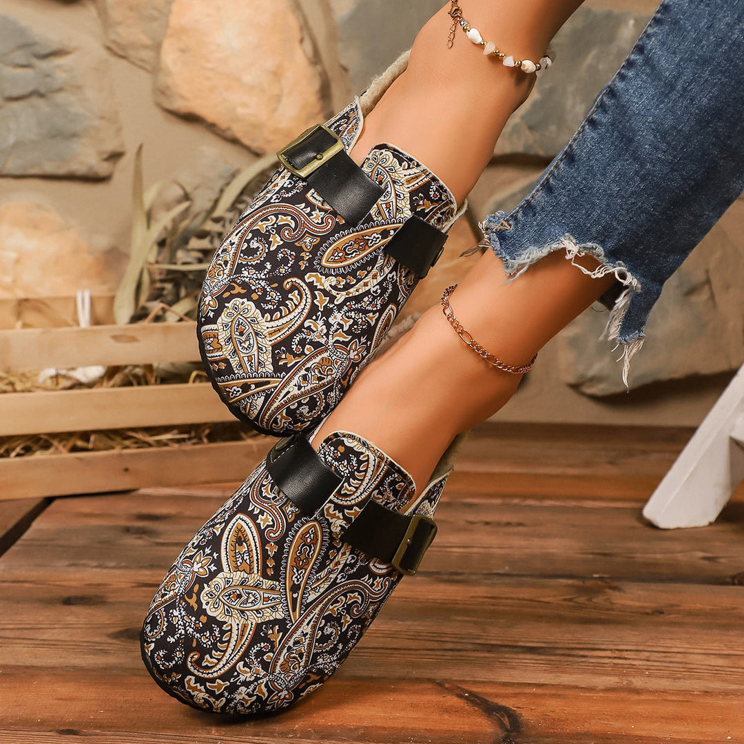 Damen Freizeit-Sandalen mit buntem geometrischen Design und verstellbarem Riemen Drune