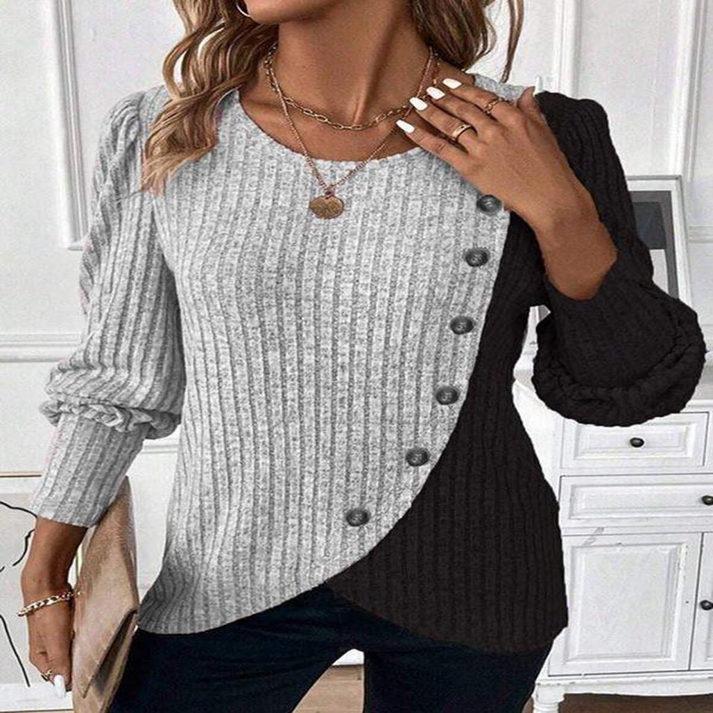 Damen Pullover mit asymmetrischem Schnitt und Knopfdetails Drune