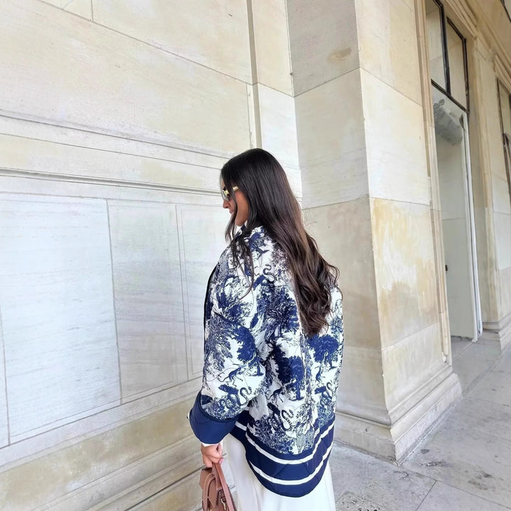 Damen Steppjacke mit floralem Design und eleganten Taschen Drune