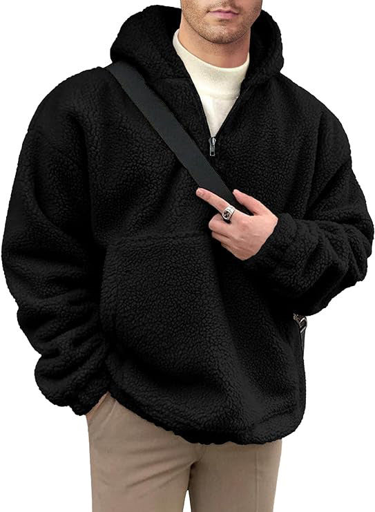 Herren kuscheliger Fleece-Pullover mit halbem Reißverschluss Drune