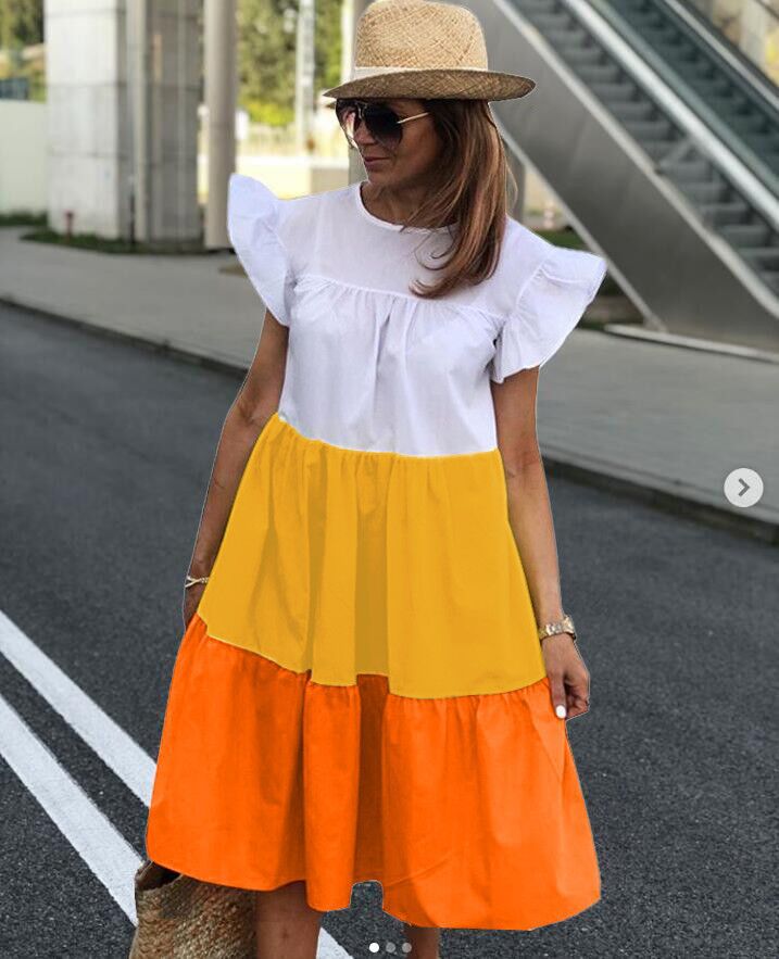 Damen lässiges Sommerkleid mit modischem Volantdesign und luftigem Schnitt Drune